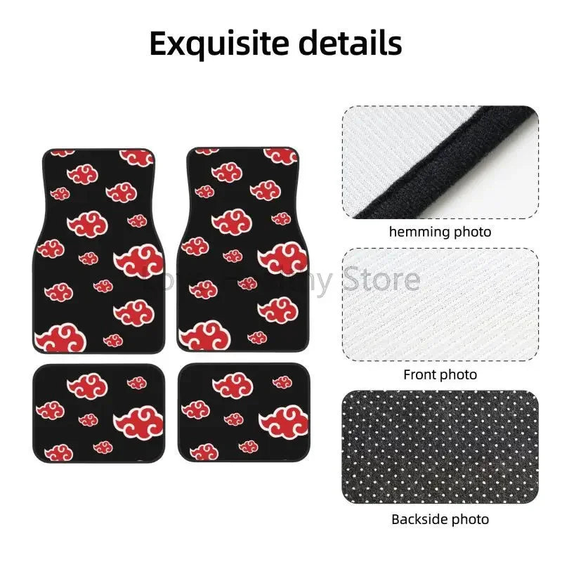 Premium Akatsuki Universal Japan Anime Car Floor Mats 4 Pieces Set Anti Slip Front And Rear Foot Mats Universal Car Accessories For Suv for Cars, Trucks & SUVs