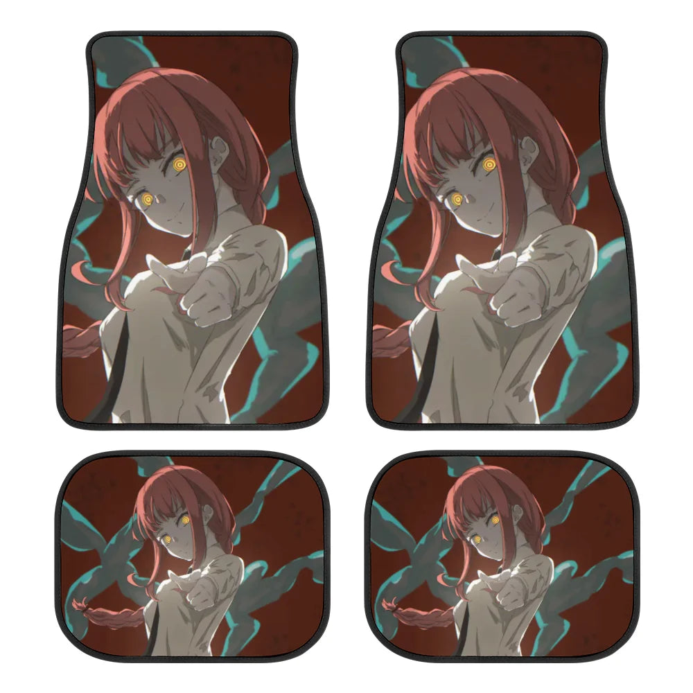 Premium Anime Chainsaw Man Universal Fit Front/Rear 4 Pcs Horrible Full Set Print Custom Design Carpet Car Suv Truck Floor Mats Doormat for Cars, Trucks & SUVs