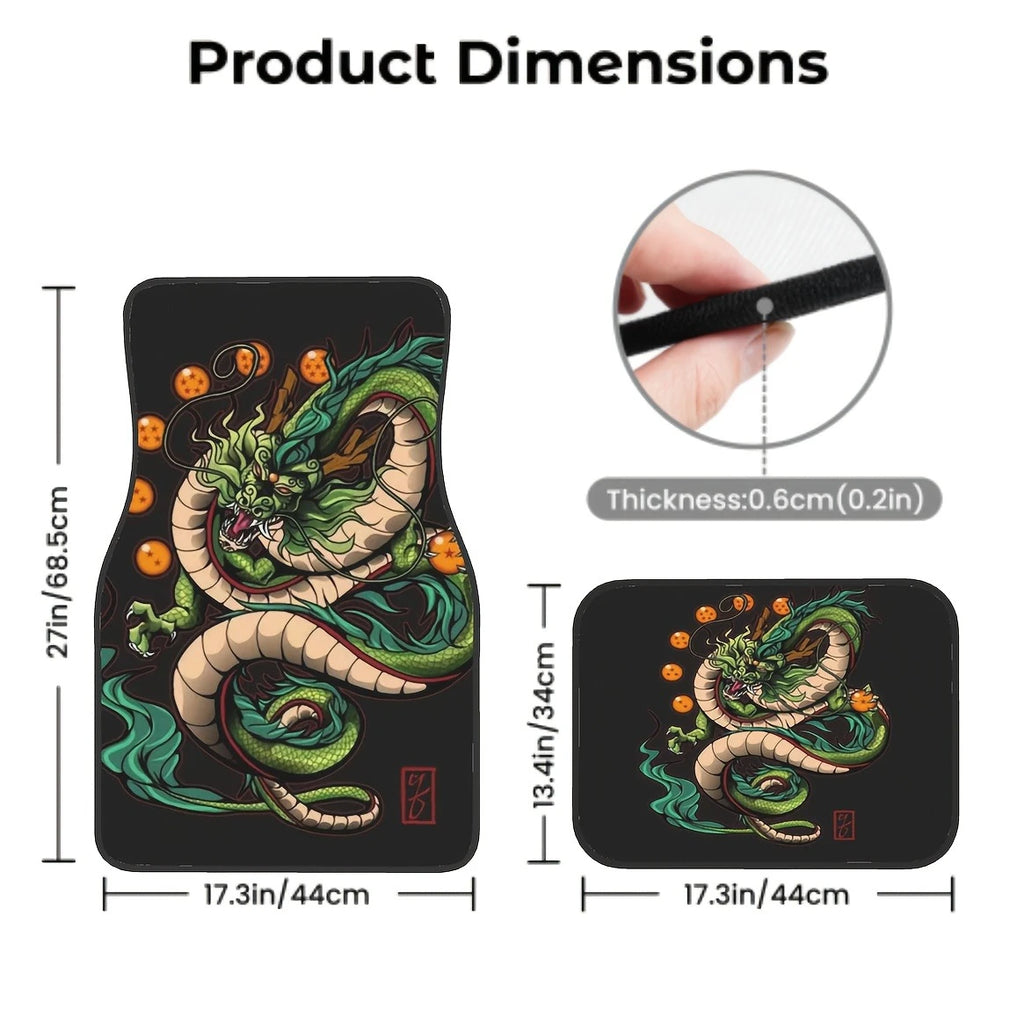 Premium 4Pcs Dragon King Design Car Mats, Non Slip, Waterproof, Interior Protection Accessories   Valentine'S Day, The Perfect Men Gift for Cars, Trucks & SUVs